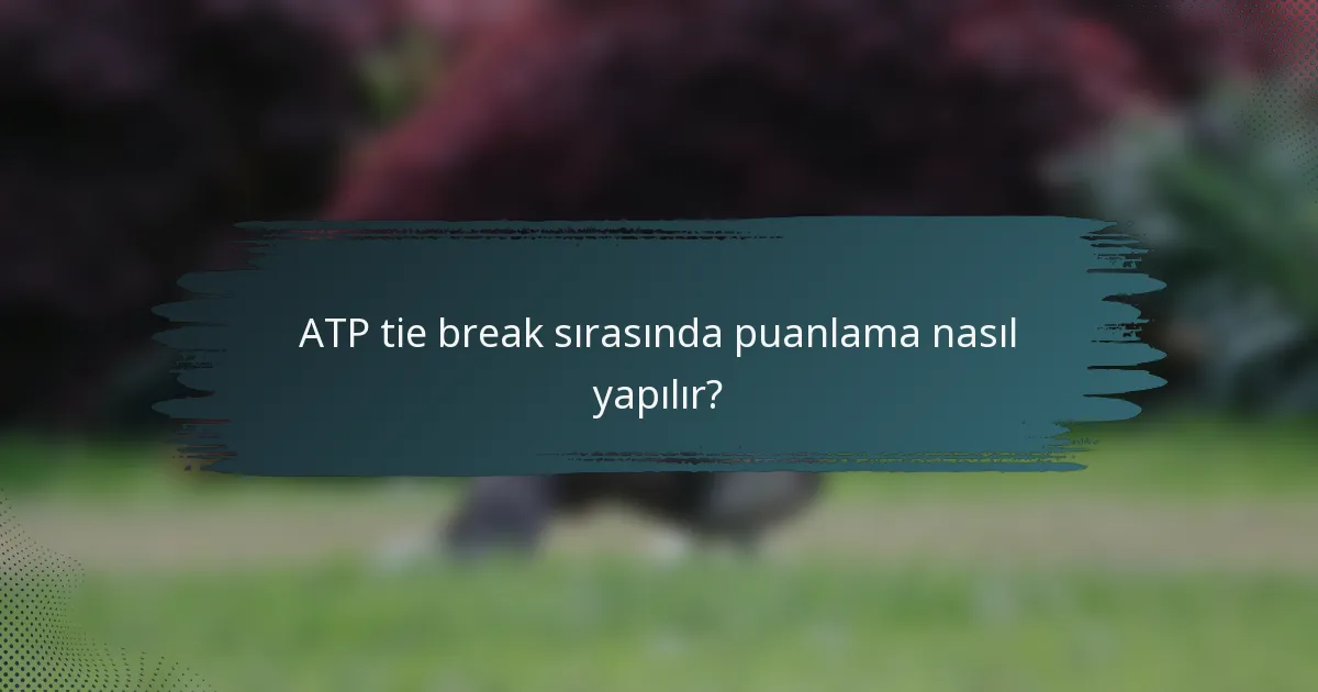 ATP tie break sırasında puanlama nasıl yapılır?