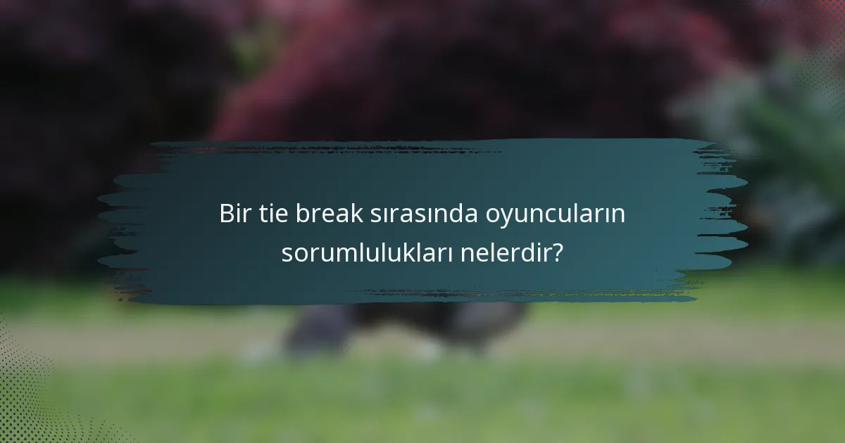 Bir tie break sırasında oyuncuların sorumlulukları nelerdir?