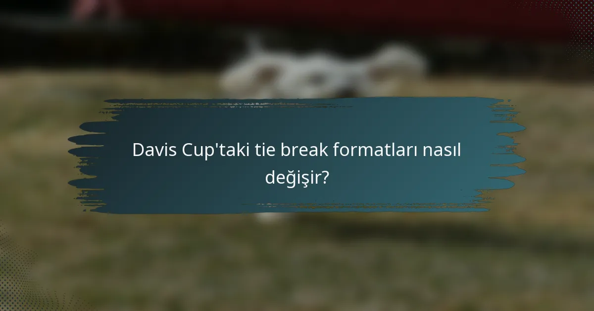 Davis Cup'taki tie break formatları nasıl değişir?