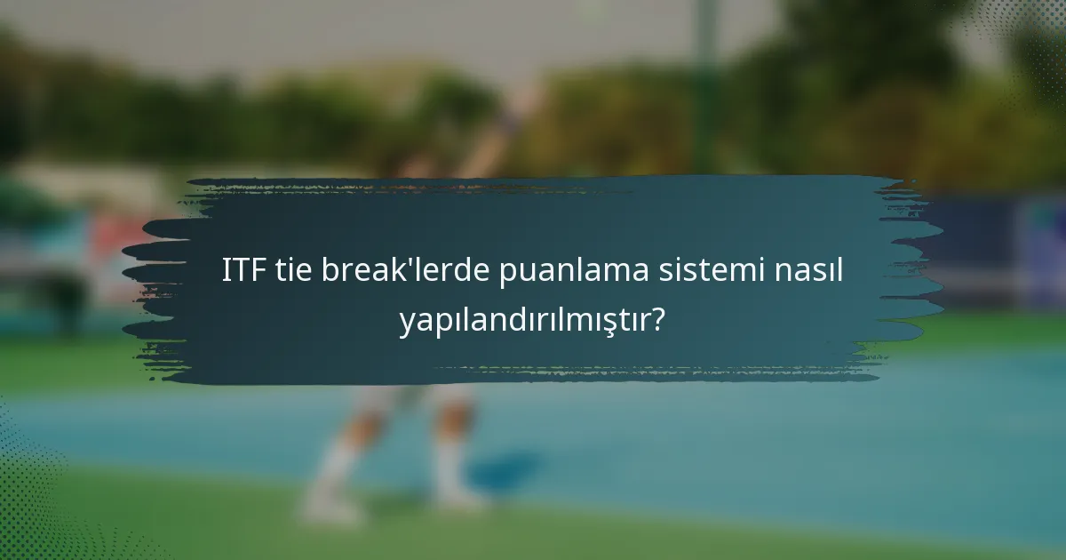 ITF tie break'lerde puanlama sistemi nasıl yapılandırılmıştır?