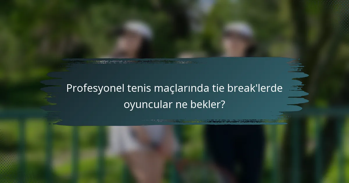 Profesyonel tenis maçlarında tie break'lerde oyuncular ne bekler?