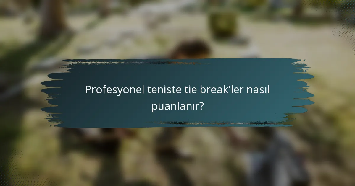 Profesyonel teniste tie break'ler nasıl puanlanır?
