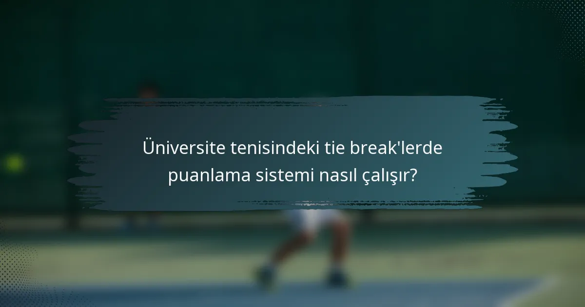 Üniversite tenisindeki tie break'lerde puanlama sistemi nasıl çalışır?